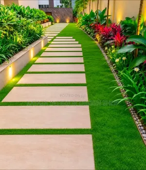 Down Steps With Green Grass Carpet