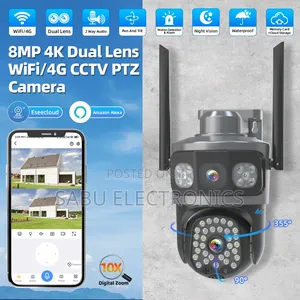 Dual Lens 4G SIM Outdoor PTZ Security Camera EseeCloud Two-Way Audio