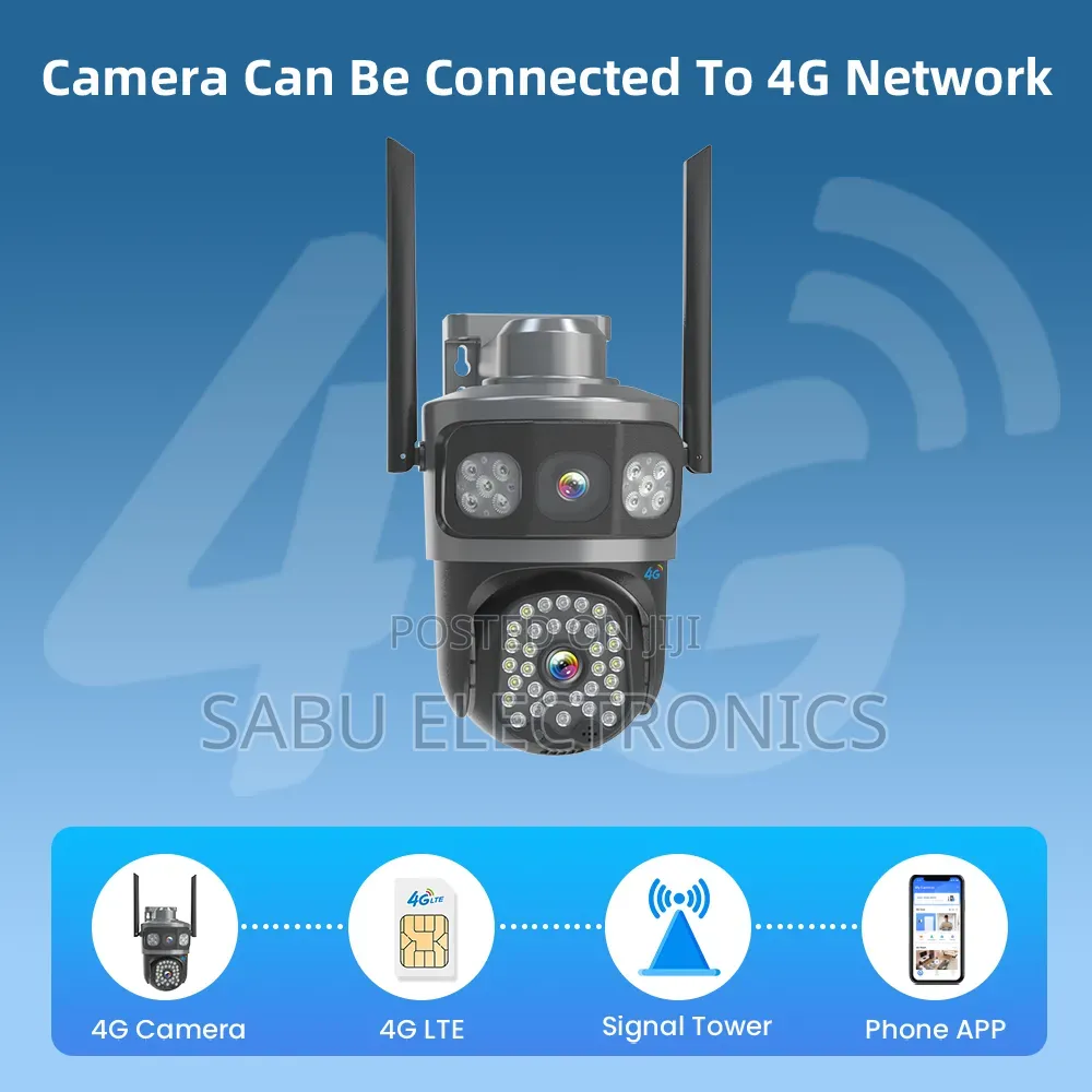 Dual Lens 4G SIM Outdoor PTZ Security Camera EseeCloud Two-Way Audio