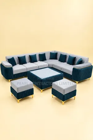 Sofas/6 Seaters L Sofas With Poufs in Any Colour/Material