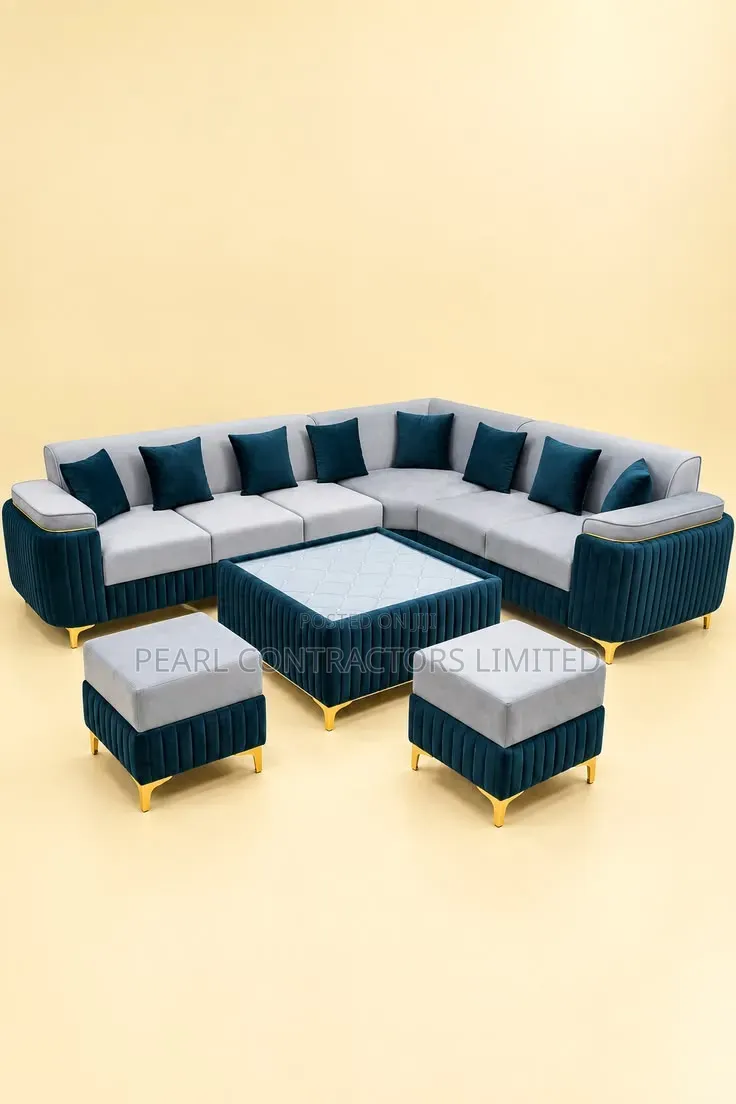Sofas/6 Seaters L Sofas With Poufs in Any Colour/Material
