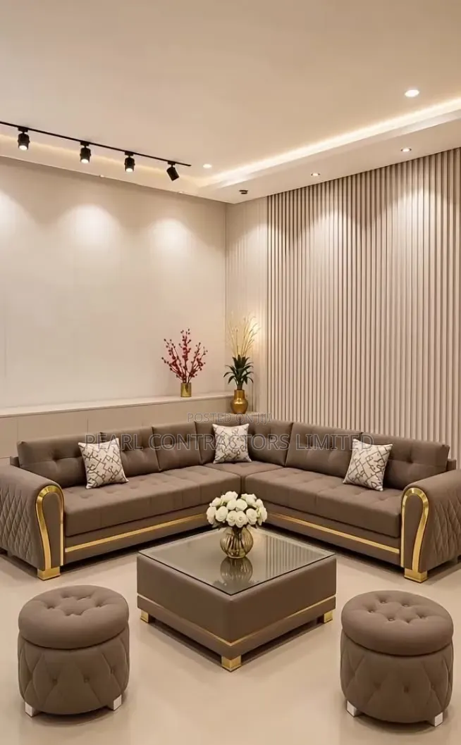 Sofas/6 Seaters L Sofas With Poufs in Any Colour/Material