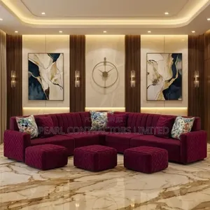 Sofas/6 Seaters L Sofa With 3 Square Poufs in Any Colour 1,950,000/-