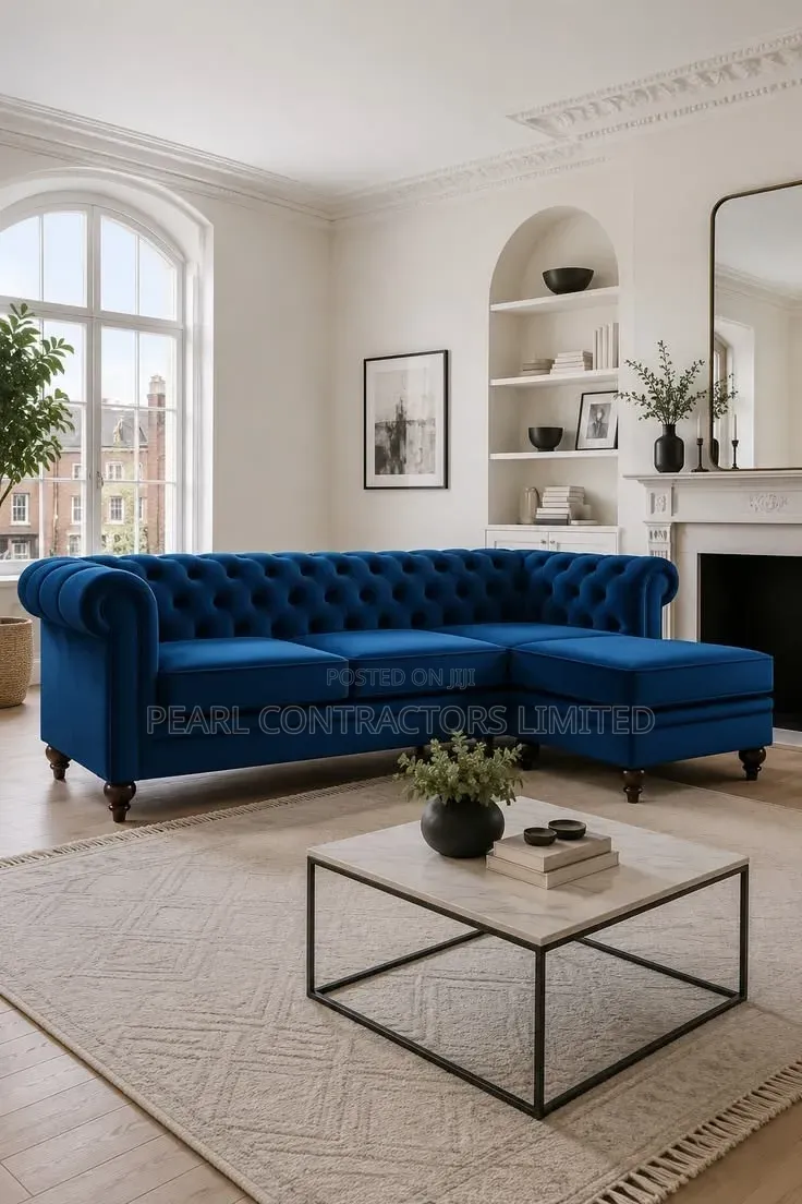 Sofas/Modern Buttoned L Sofas in Any Colour/Material From 1,600,000/-