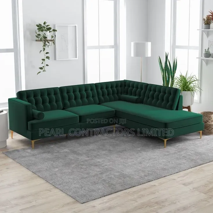 Sofas/Modern Buttoned L Sofas in Any Colour/Material From 1,600,000/-