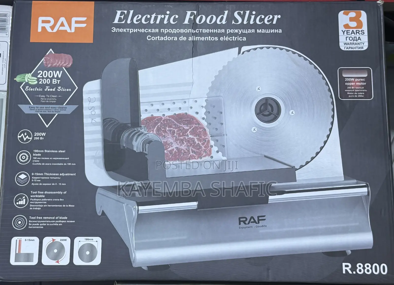 Original RAF R.8800 Electric Food Meat Slicer - 200W (New)