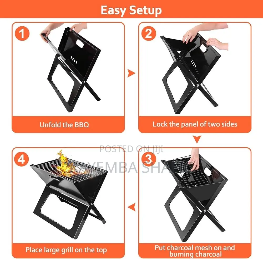 Portable X-Shaped Foldable Charcoal BBQ Grill - Outdoor Camping