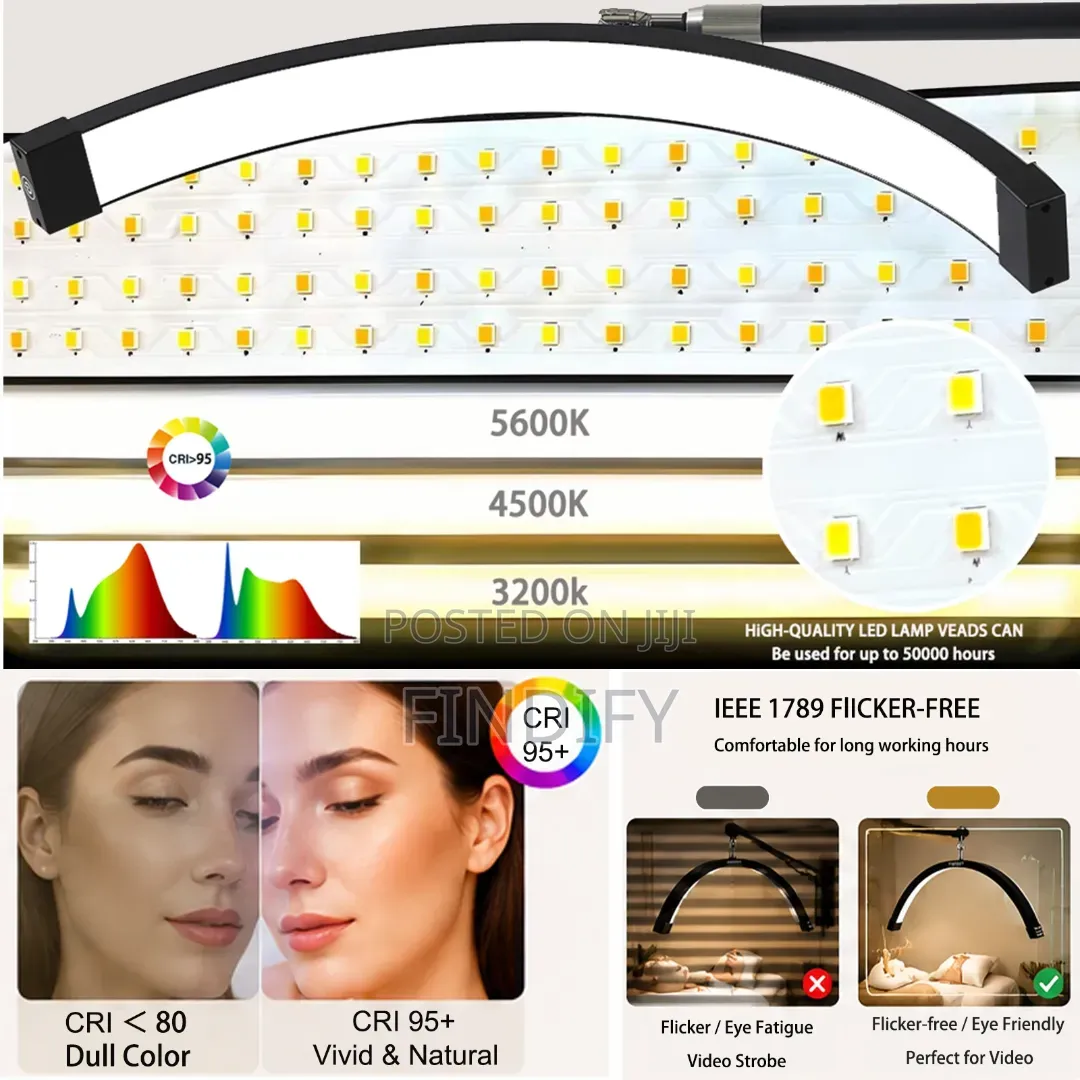 Wall Mounted Half Moon Light Lamp for Lashes With Phone Holder