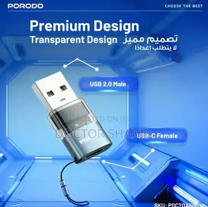 Porodo Minilink Transparent OTG Adapter USB-C to USB-A