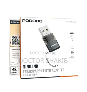 Porodo Minilink Transparent OTG Adapter USB-C to USB-A