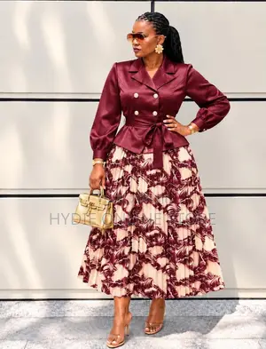 Elegant Floral Blazer Skirt Two-Piece Set