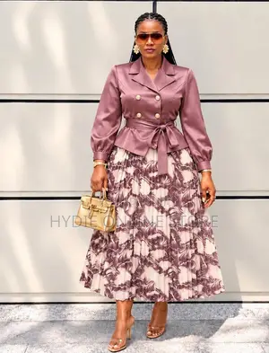 Elegant Floral Blazer Skirt Two-Piece Set