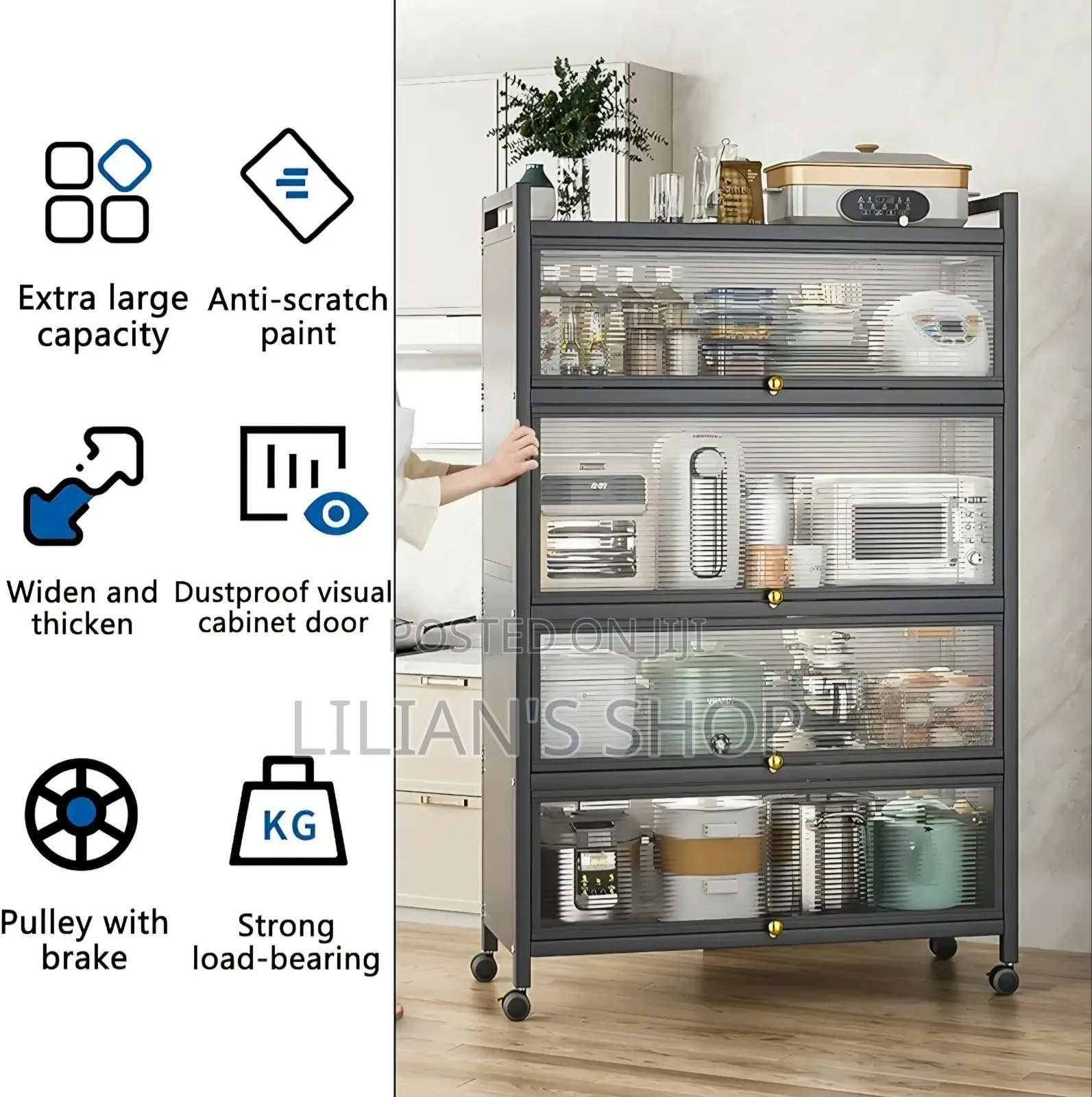 5 Tier Free Standing Kitchen Storage Shelf Rack