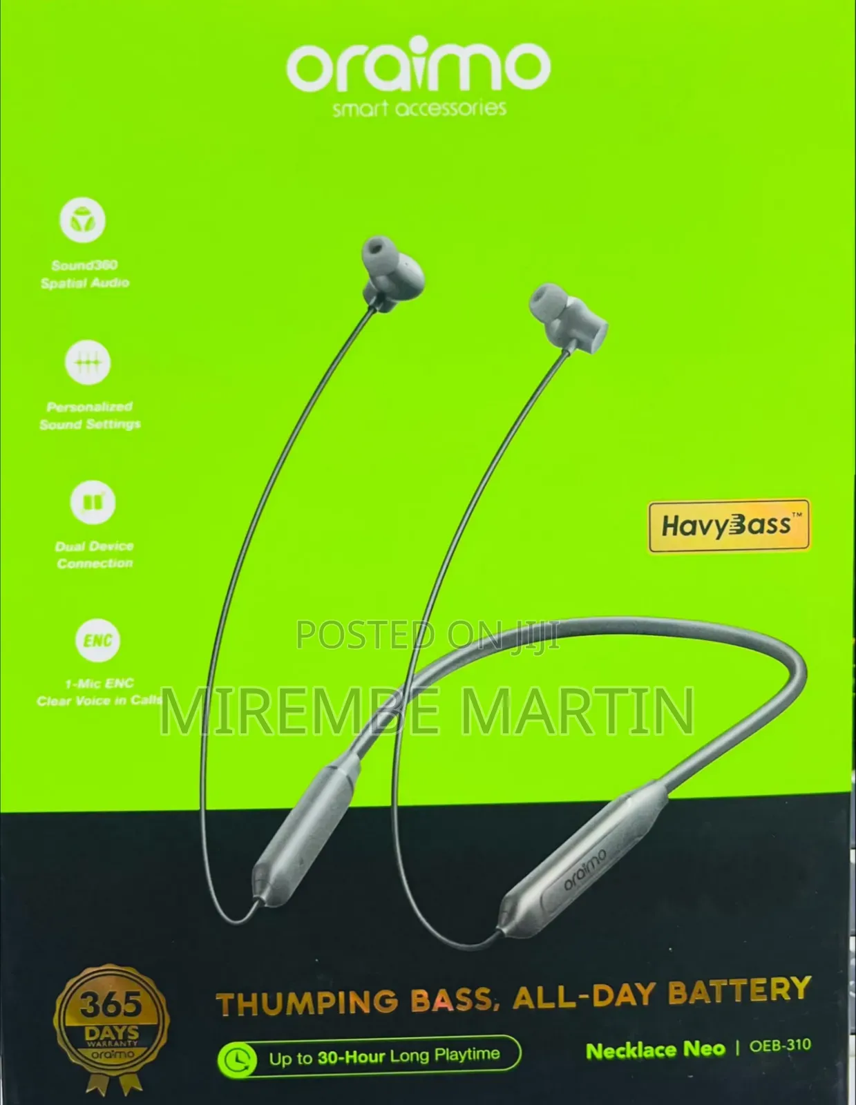 Oraimo Necklace Neo | Upto 30hrs Playtime | HeavyBass -