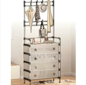 Multipurpose Coat and Dustproof Shoe Rack With Storage Shelves