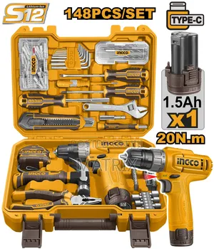 Ingco 89 PCS Tools Set With Cordless Drill