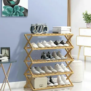 Multi-Tier Folding Wooden Shoe Rack Organizer