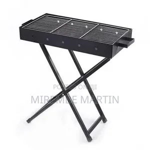 Black, Portable, Rectangular Charcoal Barbecue Grill