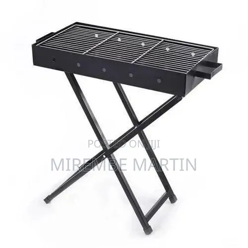 Black, Portable, Rectangular Charcoal Barbecue Grill