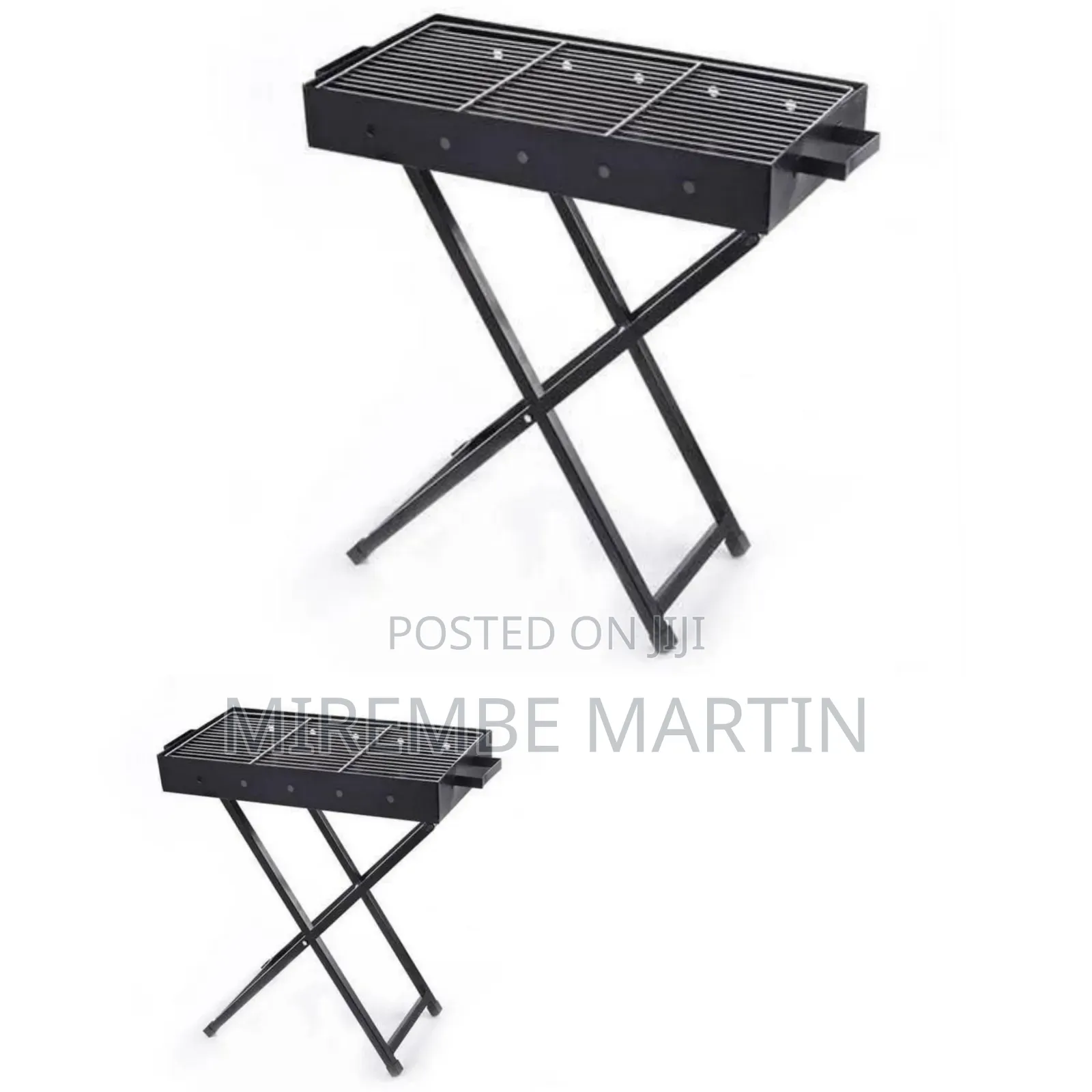 Black, Portable, Rectangular Charcoal Barbecue Grill