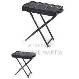 Black, Portable, Rectangular Charcoal Barbecue Grill