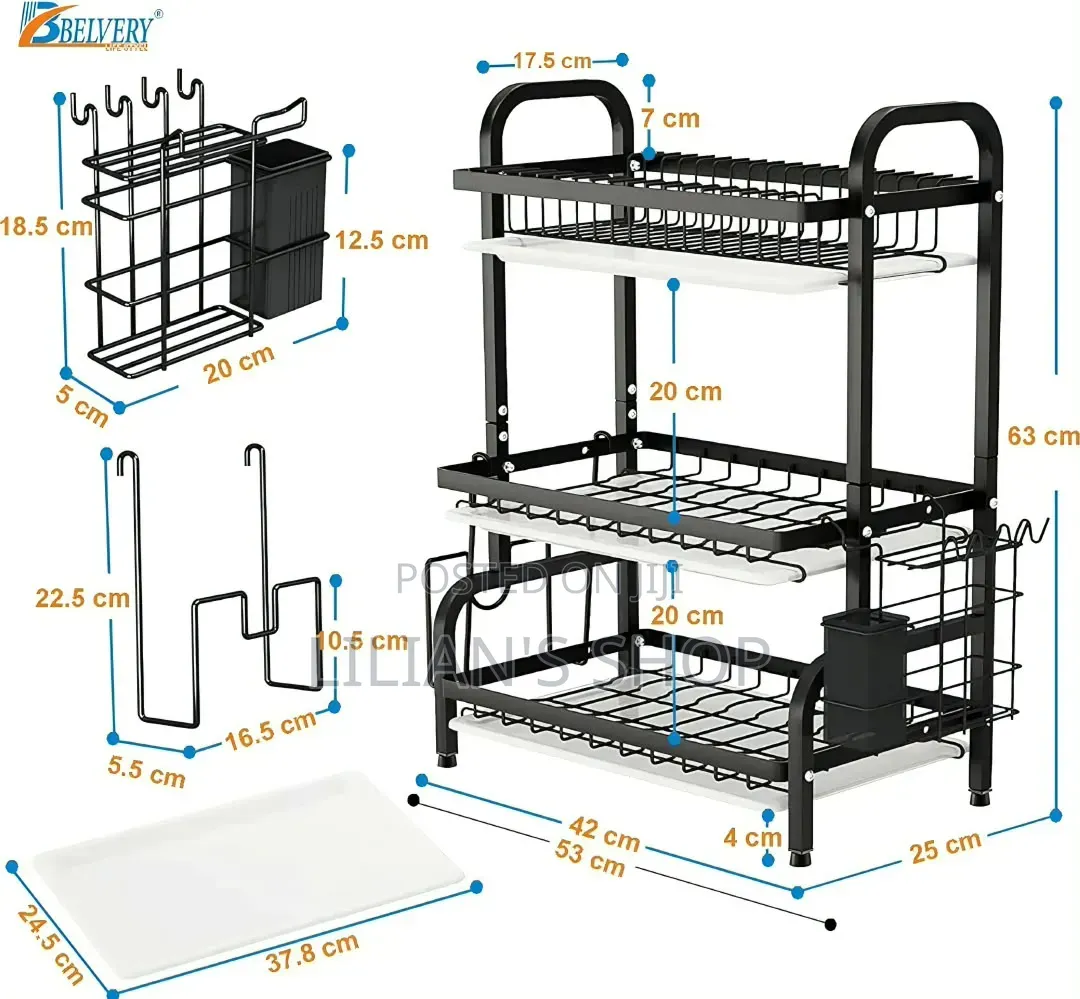 3 Tier Extra Large Carbon Steel Dish Rack