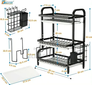 3 Tier Extra Large Carbon Steel Dish Rack