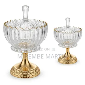Decorative Footed Glass Candy Dish or Sugar Bowl