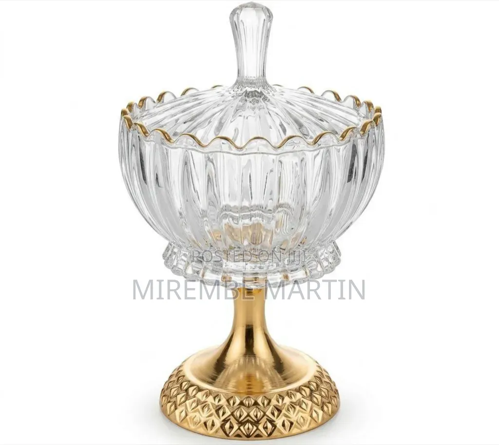Decorative Footed Glass Candy Dish or Sugar Bowl