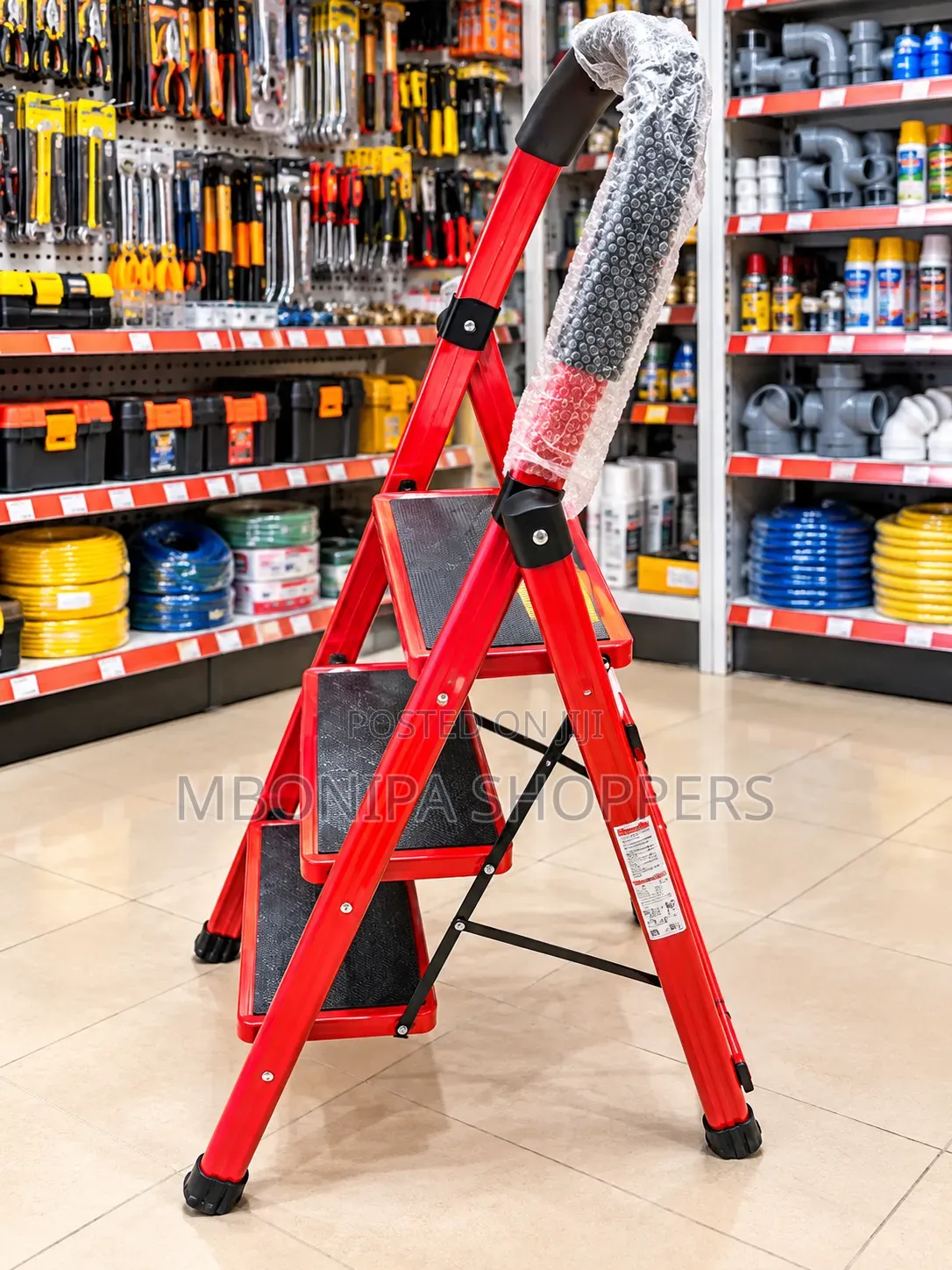 Heavy-Duty 3-Step Folding Ladder – Strong Non-Slip