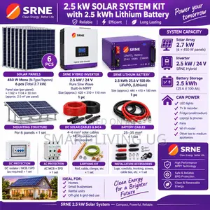 Complete Off-Grid Solar Package Inverter 2.5kWh Lithium Battery