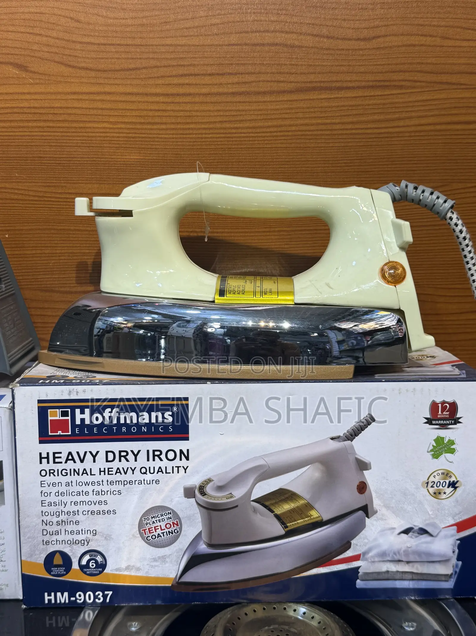 Hoffmans HM-9037 Heavy Dry Iron - 1200W Professional Quality