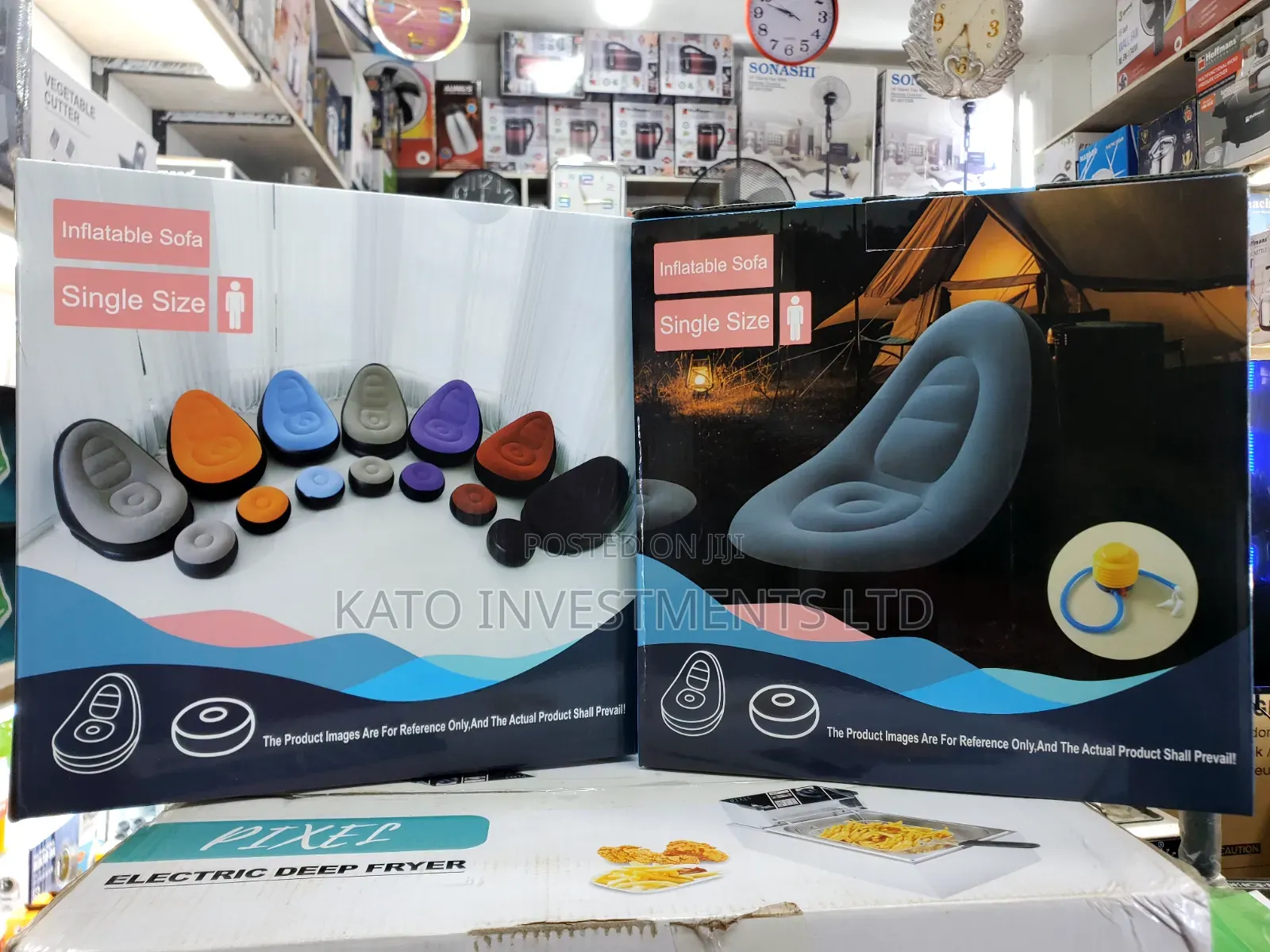 Single-Size Inflatable Lazy Sofa With a Matching Footrest Ottoman
