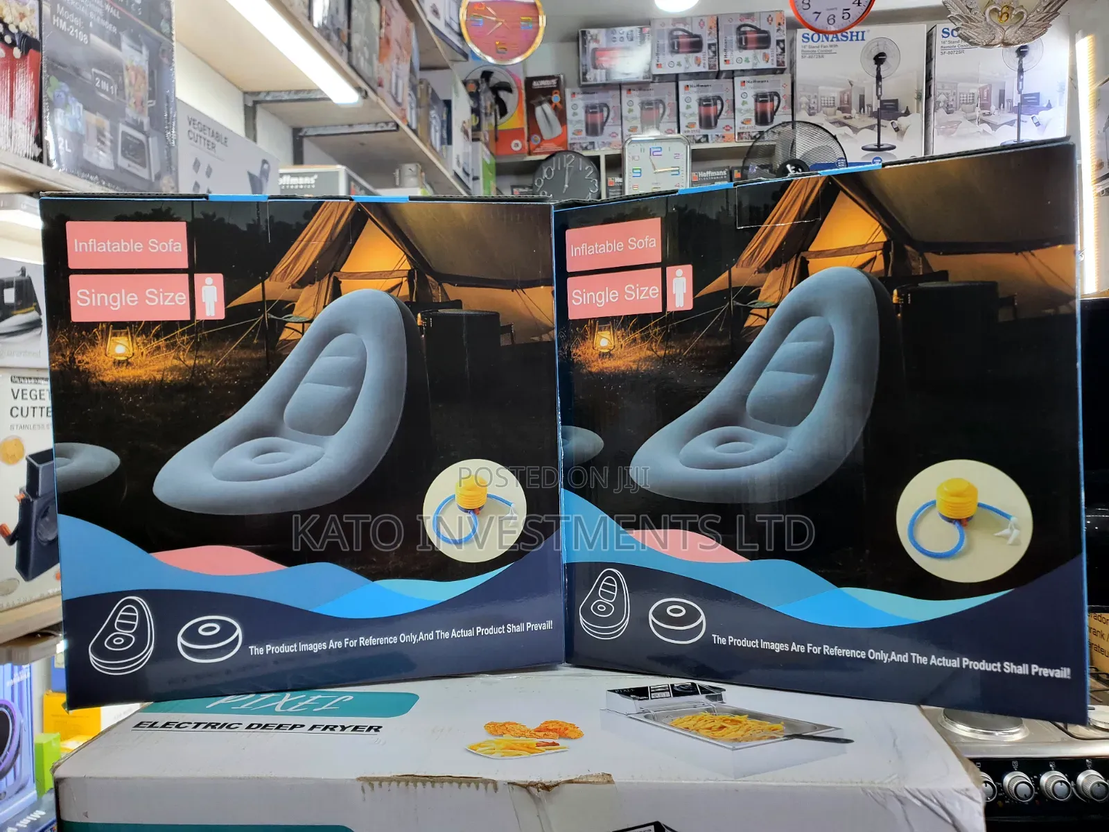 Single-Size Inflatable Lazy Sofa With a Matching Footrest Ottoman