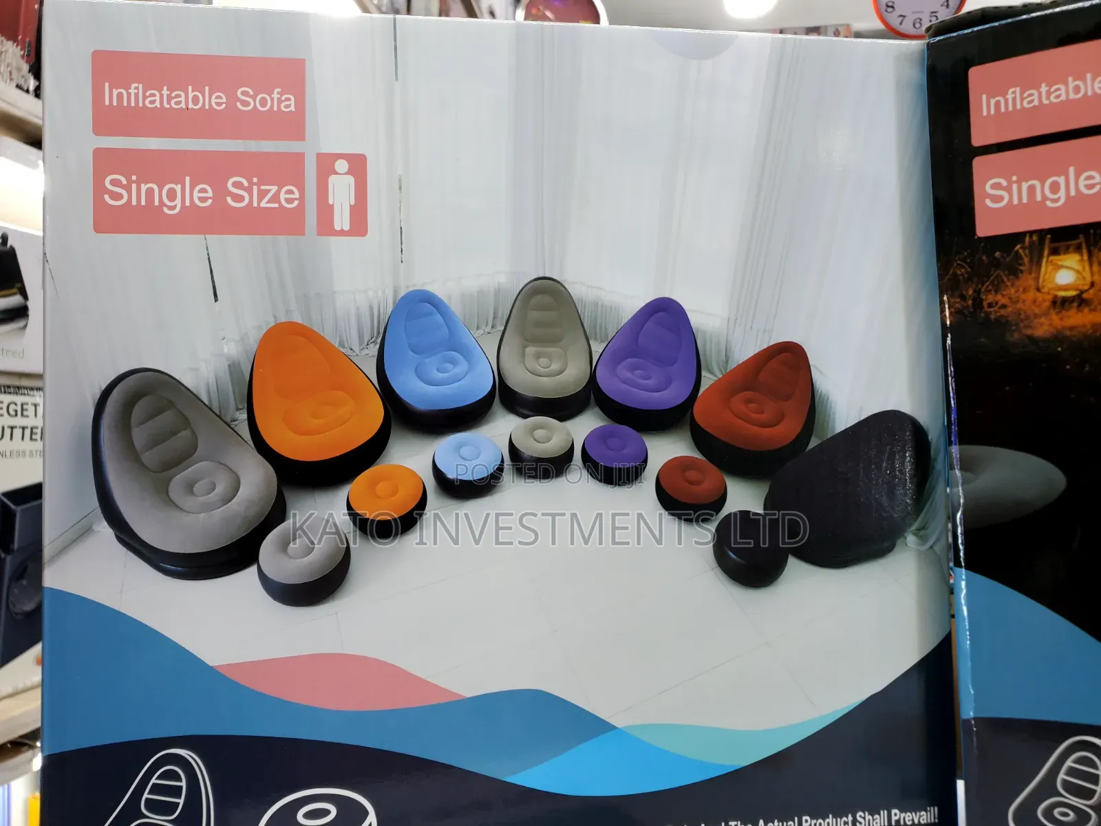 Single-Size Inflatable Lazy Sofa With a Matching Footrest Ottoman