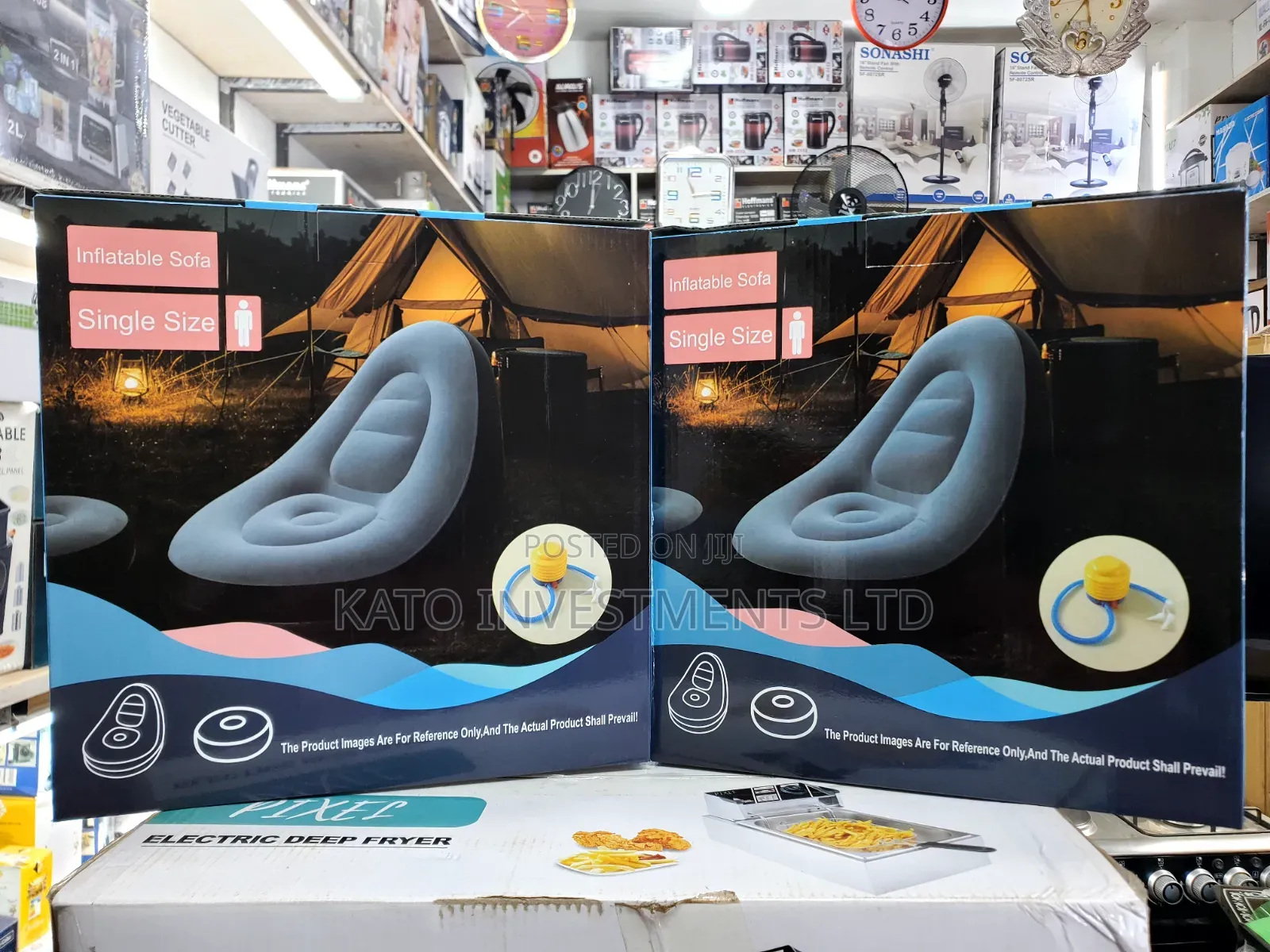 Single-Size Inflatable Lazy Sofa With a Matching Footrest Ottoman