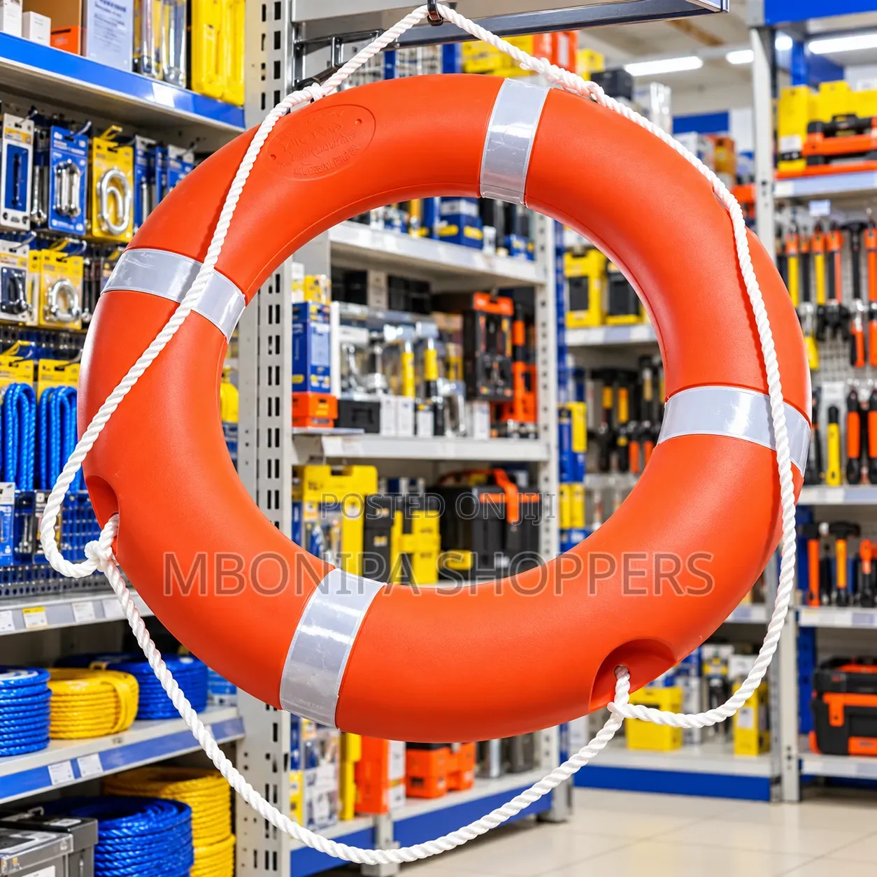 Heavy-Duty Orange Lifebuoy Ring With Safety Rope