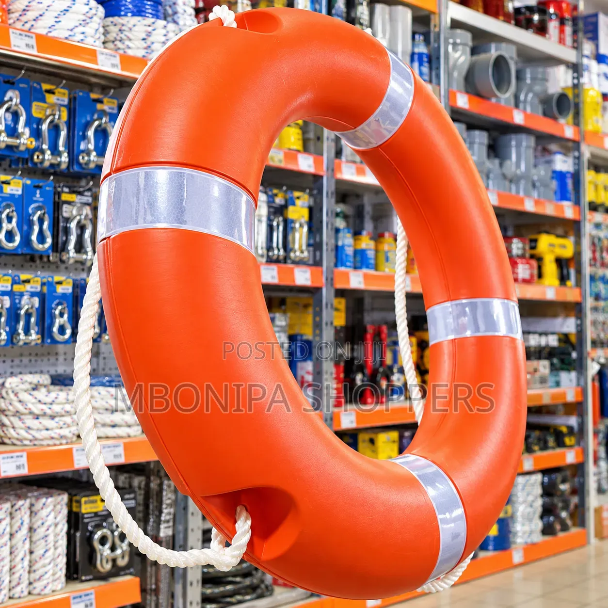 Heavy-Duty Orange Lifebuoy Ring With Safety Rope