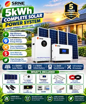 SRNE 5kW Complete Solar System – 5kWh Battery 4×580W Panels