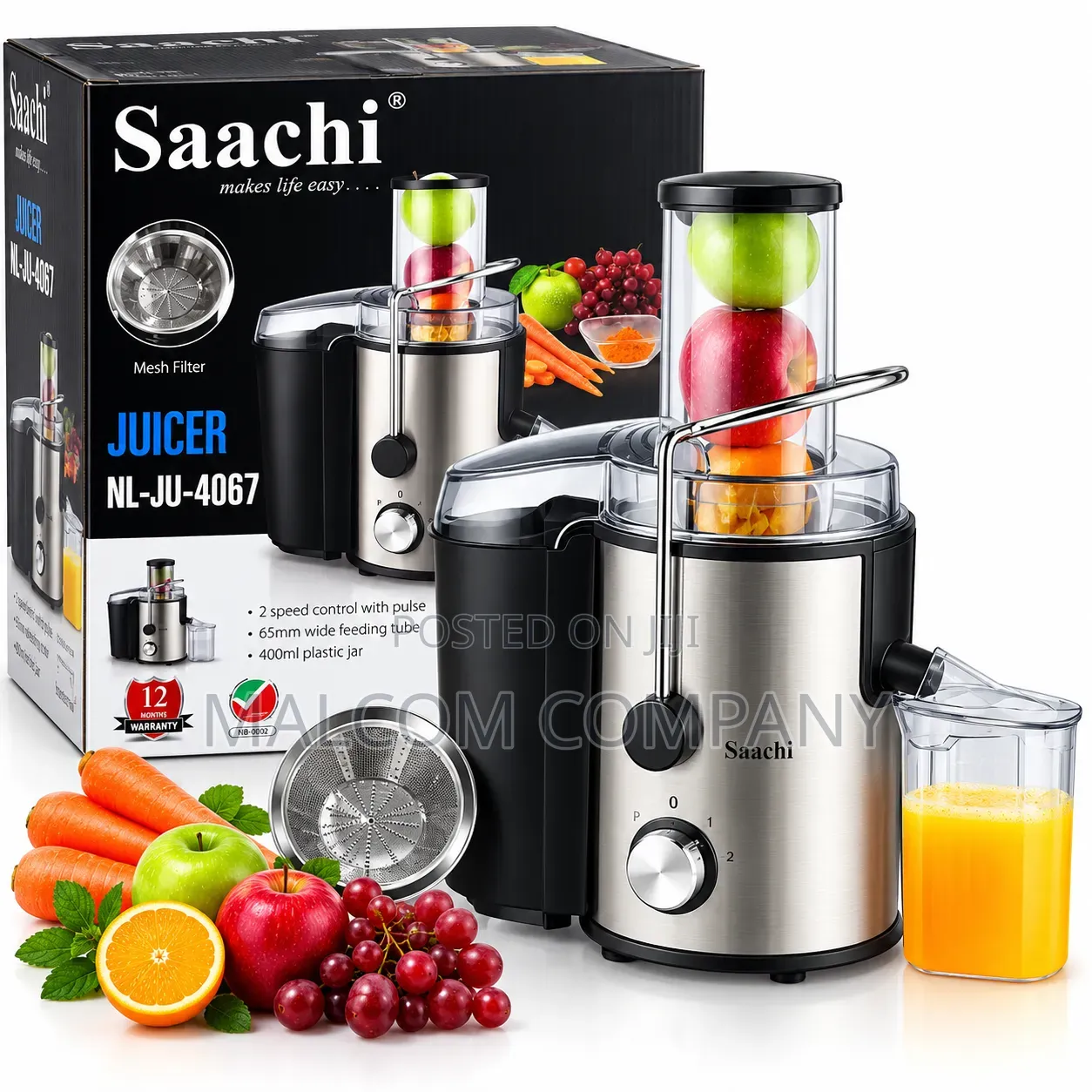 Saachi Juicer NL-JU-4067 – 2-Speed Electric Juice Extractor With 400ml