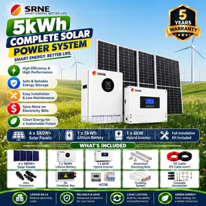 SRNE 5kW Solar Kit – 5kWh Lithium Battery + 2.32kW Solar Panels