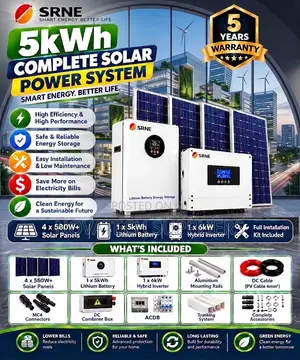 SRNE Complete 5kW Solar Package – 5kWh Battery 4×580W Panels