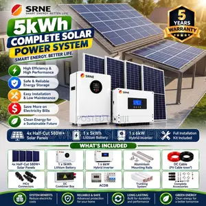 SRNE 5kW Complete Solar Kit–Lithium Battery, Panels Full Accessories