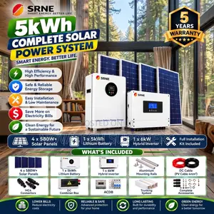 SRNE 5kW Complete Solar Kit–Lithium Battery, Panels Full Accessories