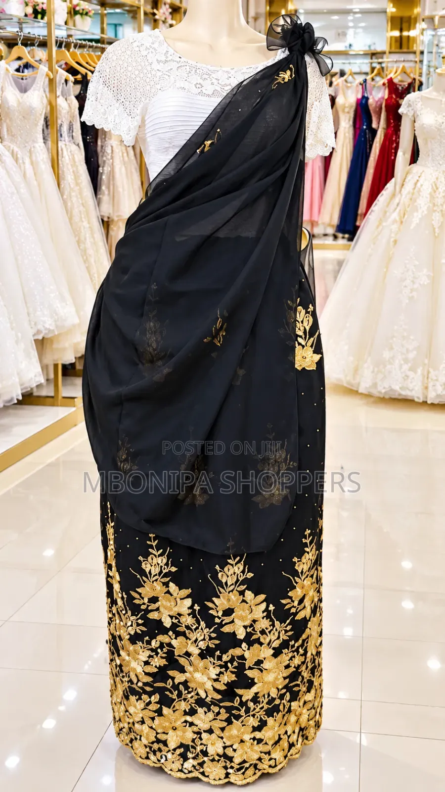 Elegant Black Gold Mushanana – Traditional Ceremonial Wear