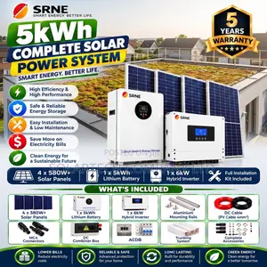SRNE 5kW Solar Kit – 5kWh Lithium Battery + 2.32kW Solar Panels 48V