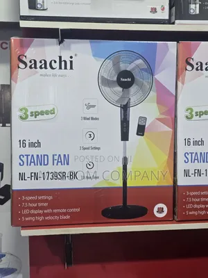 Saachi 16-Inch Stand Fan With Remote | 3-Speed Fan Uganda