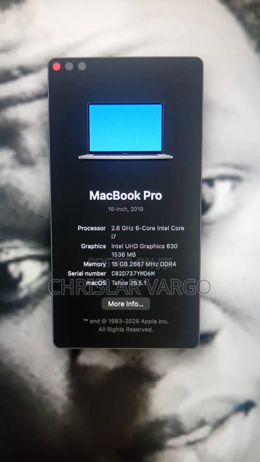 Laptop Apple MacBook Pro 2019 16GB Intel Core i7 SSD 512GB