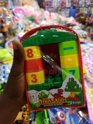 Dinosaur-Themed Toddler Building Blocks Set Containing 21 Pieces.