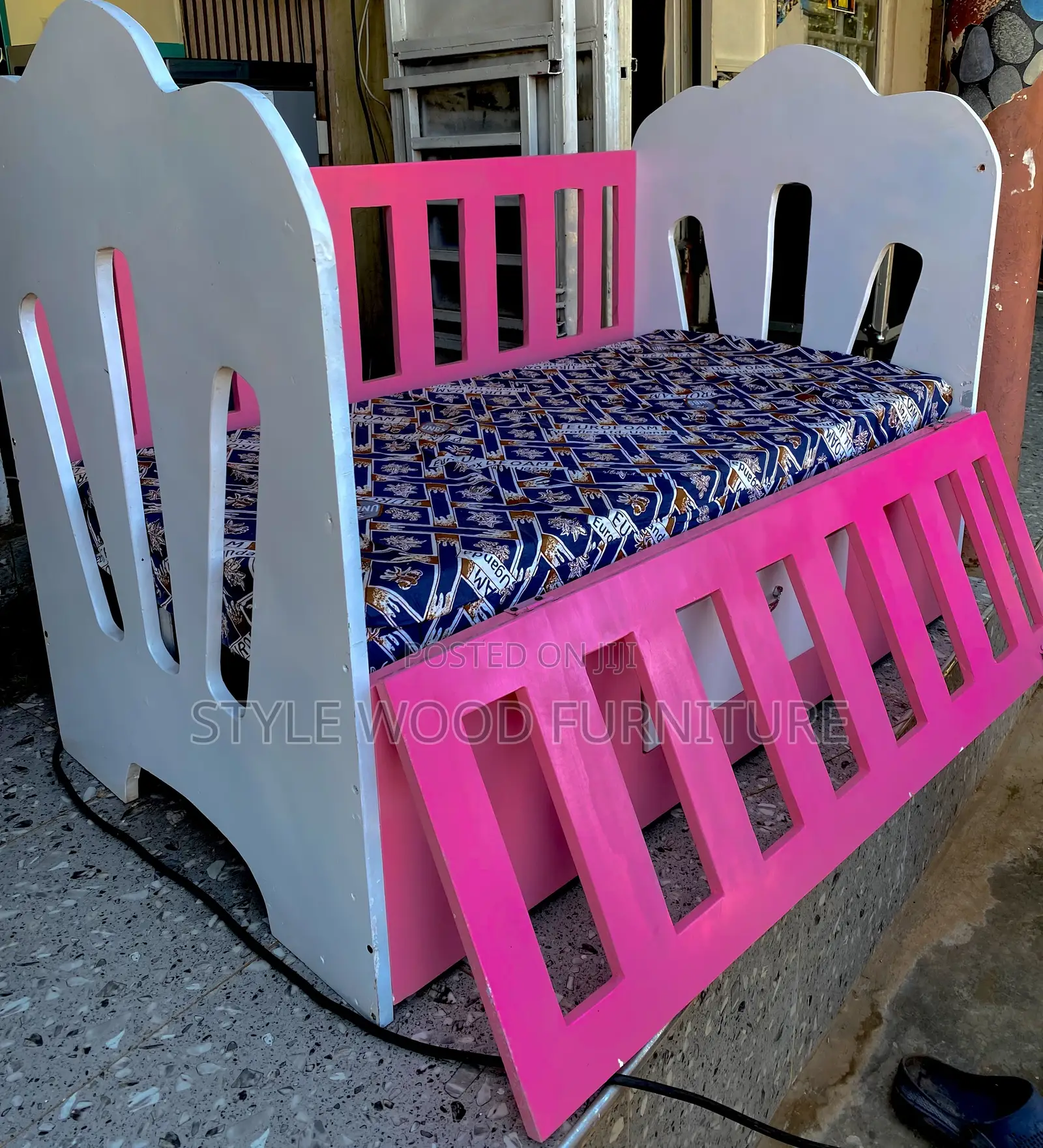 Baby Bed Pink and White